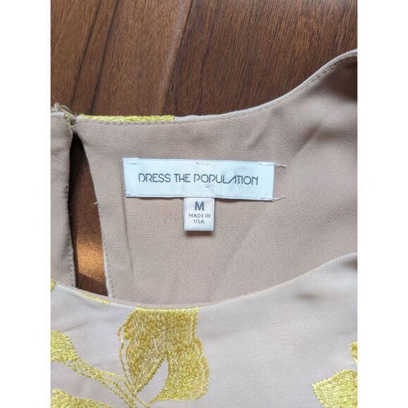 Dress the Population Paige Mini Shift Size M Sand Floral embroidery boho cottage - Picture 6 of 11